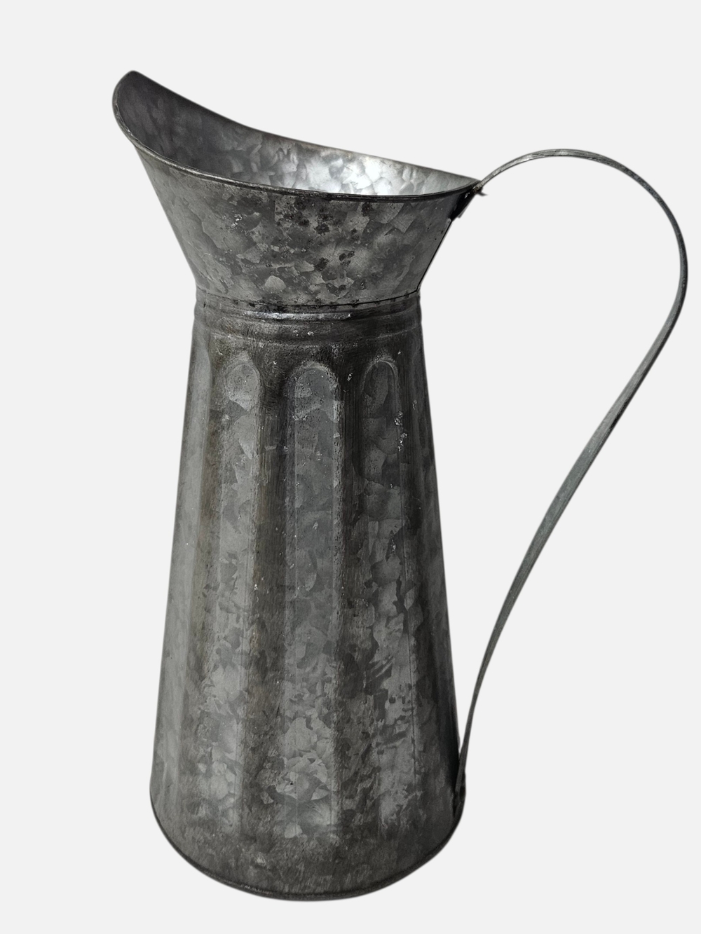 15" Rustic Galvanized Metal Pitcher Vase - Tall Farmhouse Decor Floral Jug